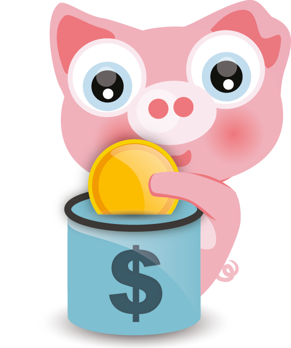 AgentPiggy mascot with a piggy bank